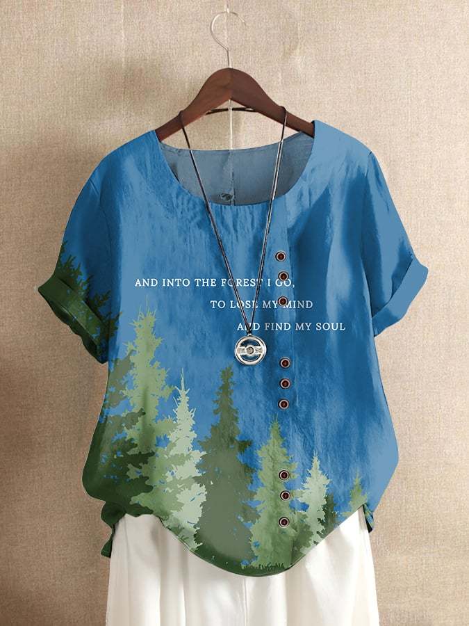 Women's National Park Printed Button-Down Casual Shirt