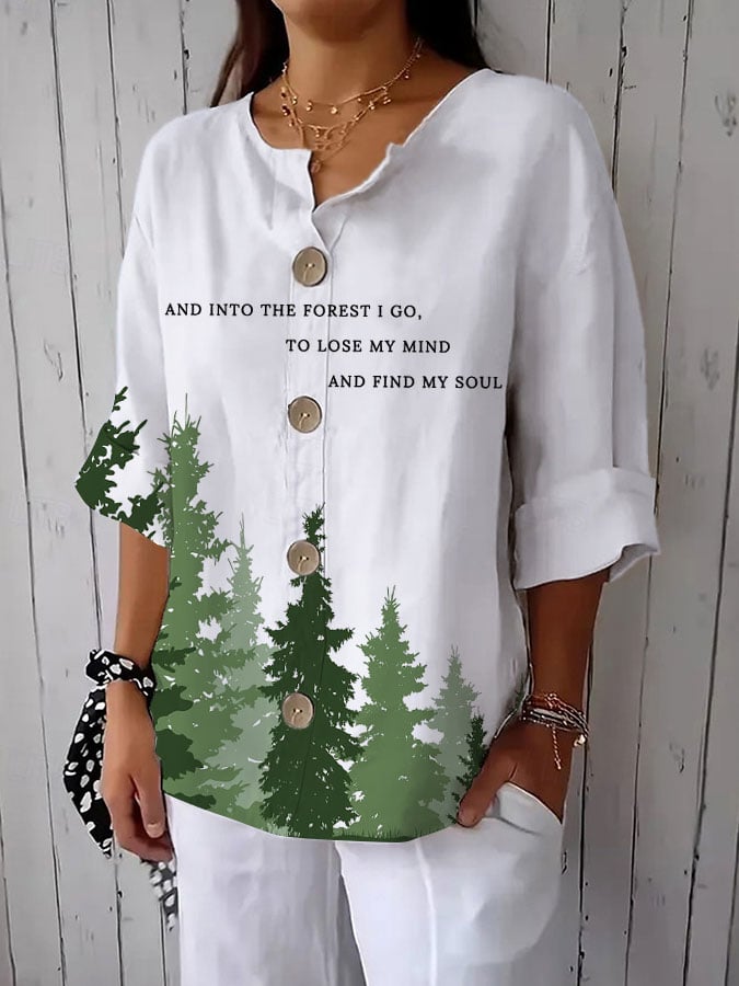 Women's Fashion Casual National Park Printed Shirt