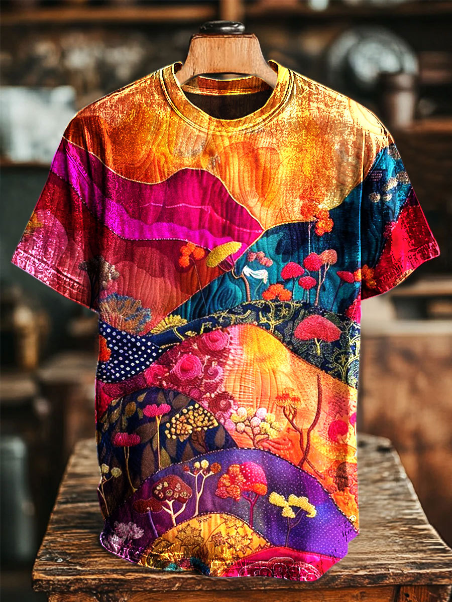 Colorful Floral Art Print Casual Top