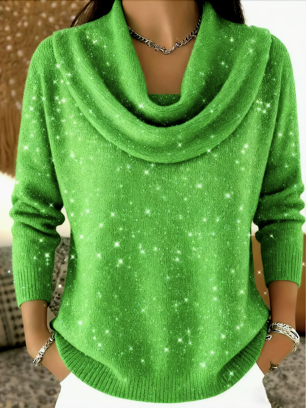 Women's Christmas Print Knit Pullover