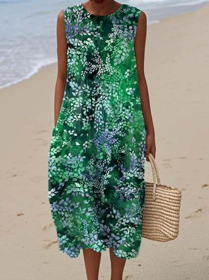 Women's Casual Forest Leaf Print Dress