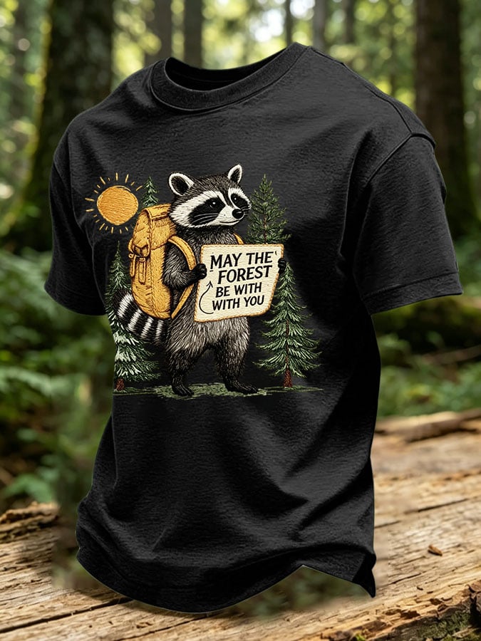 Men's May The Forest Be With You Printed Casual T-Shirt