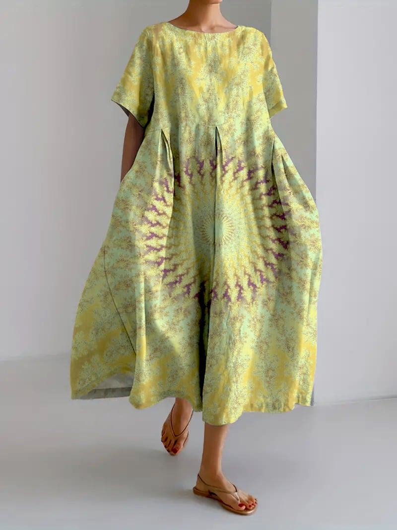 Women's Casual Retro Lotus Art Dress