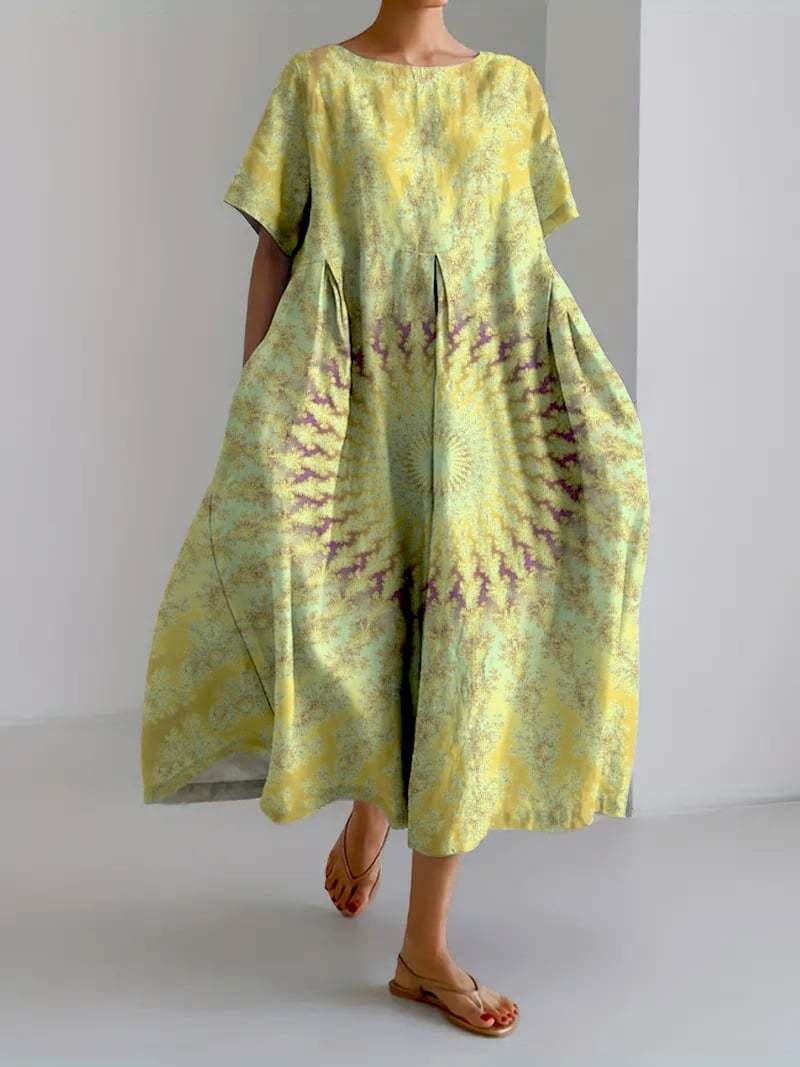 Women's Casual Retro Lotus Art Dress