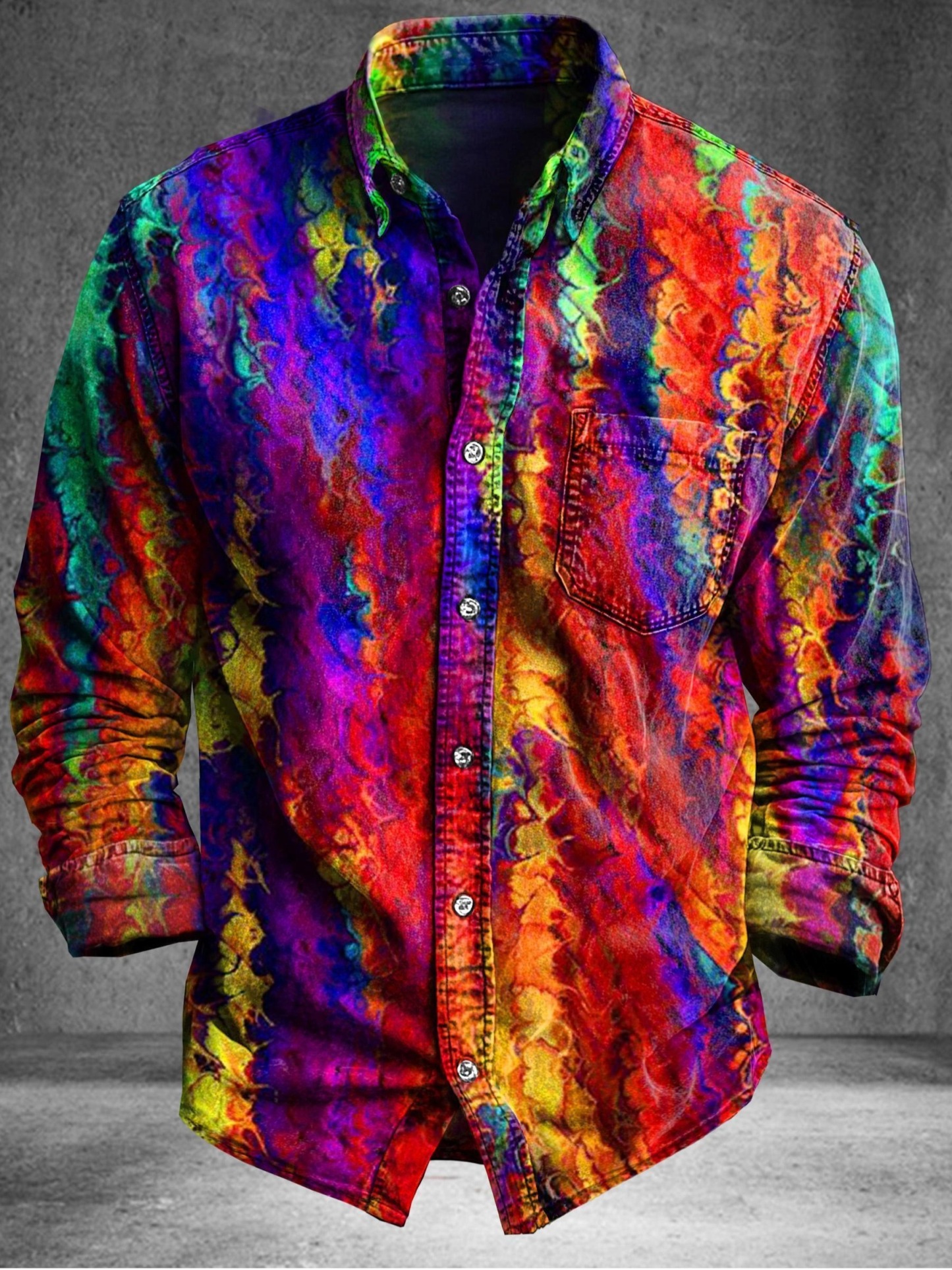 Rainbow Abstract Art Print 100% Cotton Long Sleeve Shirt