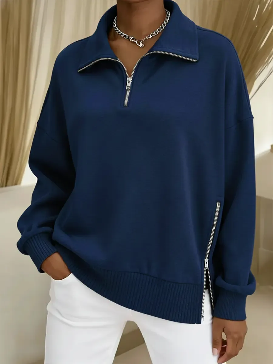Casual Half-zip Cotton Sweatshirt