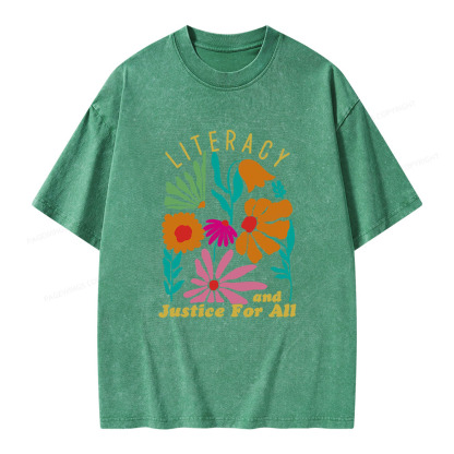 Pagewings Literacy And Justice Unisex Washed T-shirt