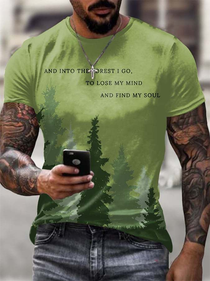 Men's National Park Conservation Printed Casual Crew Neck T-Shirt