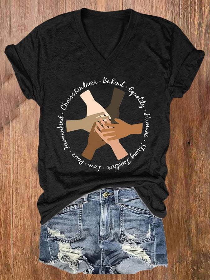 Women's FDT “Unity Of Hands , Black Lives Matter” Print Casual T-Shirt