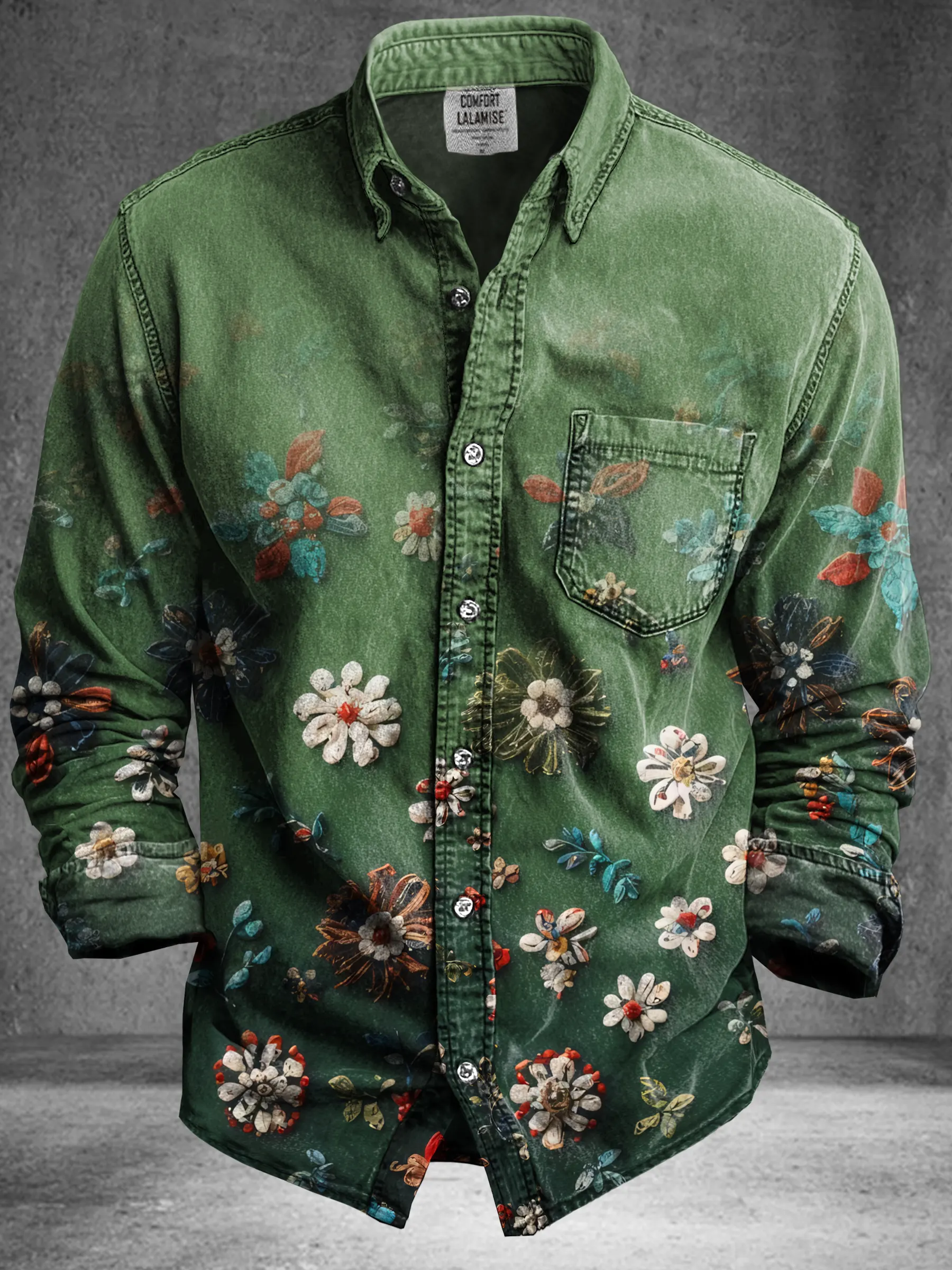 Vintage Abstract Psychedelic Gradient Art Print 100% Cotton Long Sleeve Shirt