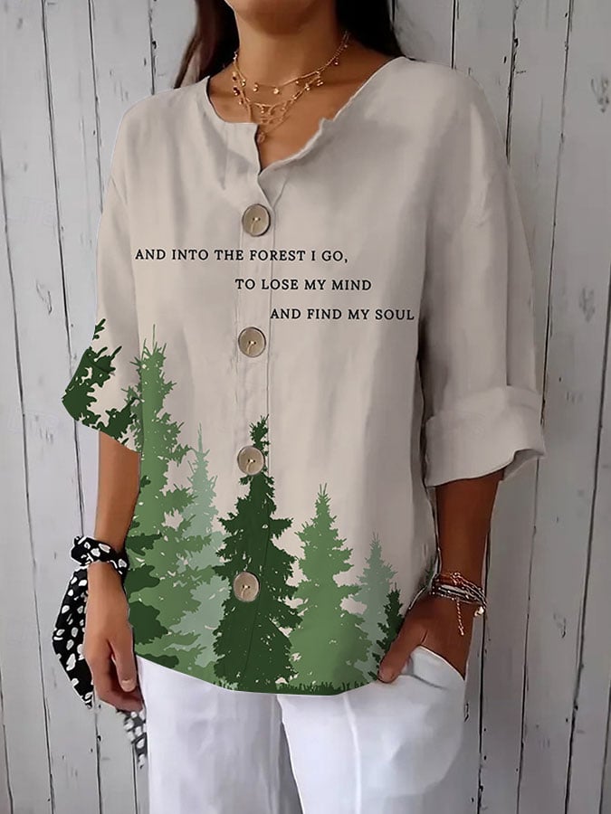 Women's Fashion Casual National Park Printed Shirt