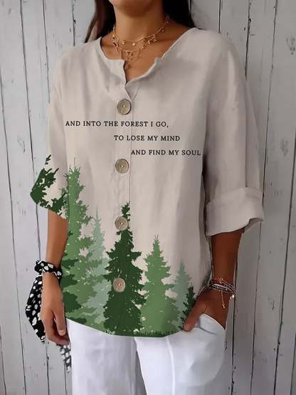 Women's Fashion Casual National Park Printed Shirt