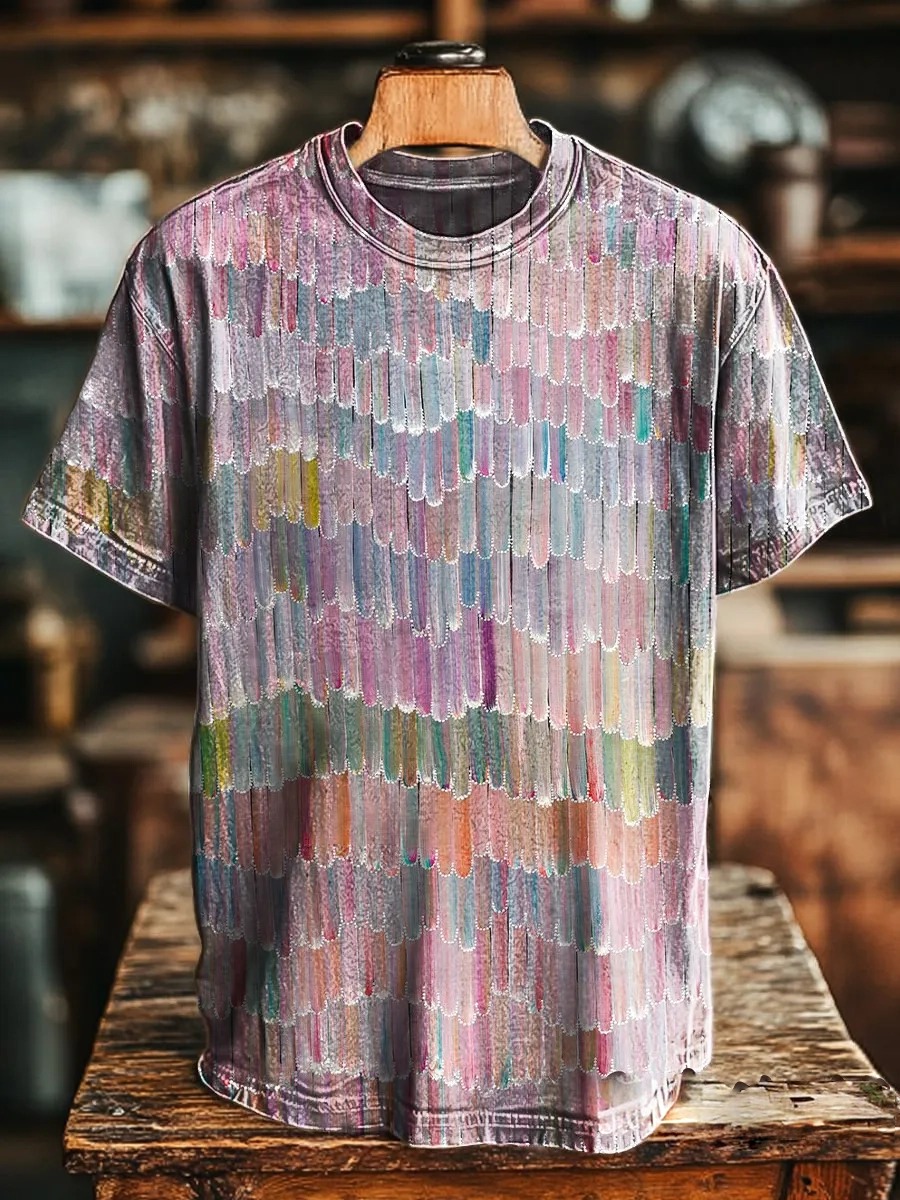 Unisex Bohemian Pattern Art Printed Casual Round Neck Short Sleeve T-Shirt