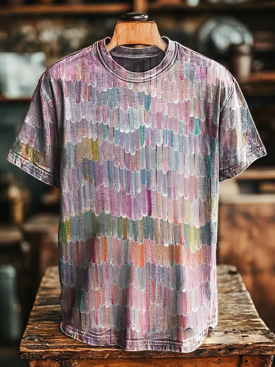 Unisex Bohemian Pattern Art Printed Casual Round Neck Short Sleeve T-S