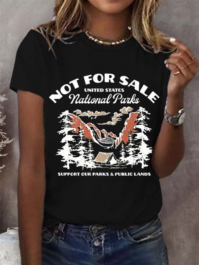 Women's Support National Parks Print Round Neck T-Shirt