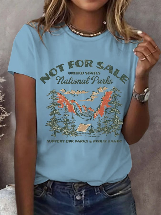 Women's Support National Parks Print Round Neck T-Shirt