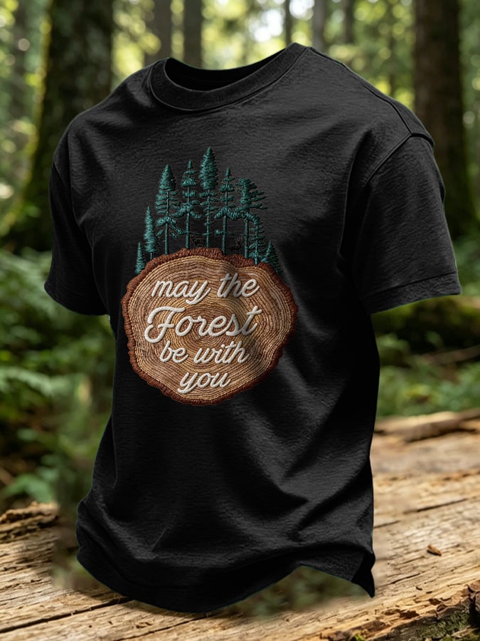 Men's Retro May The Forest Be With You Print T-Shirt