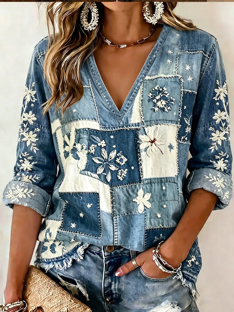 Women'S Retro Casual Art Printed Top