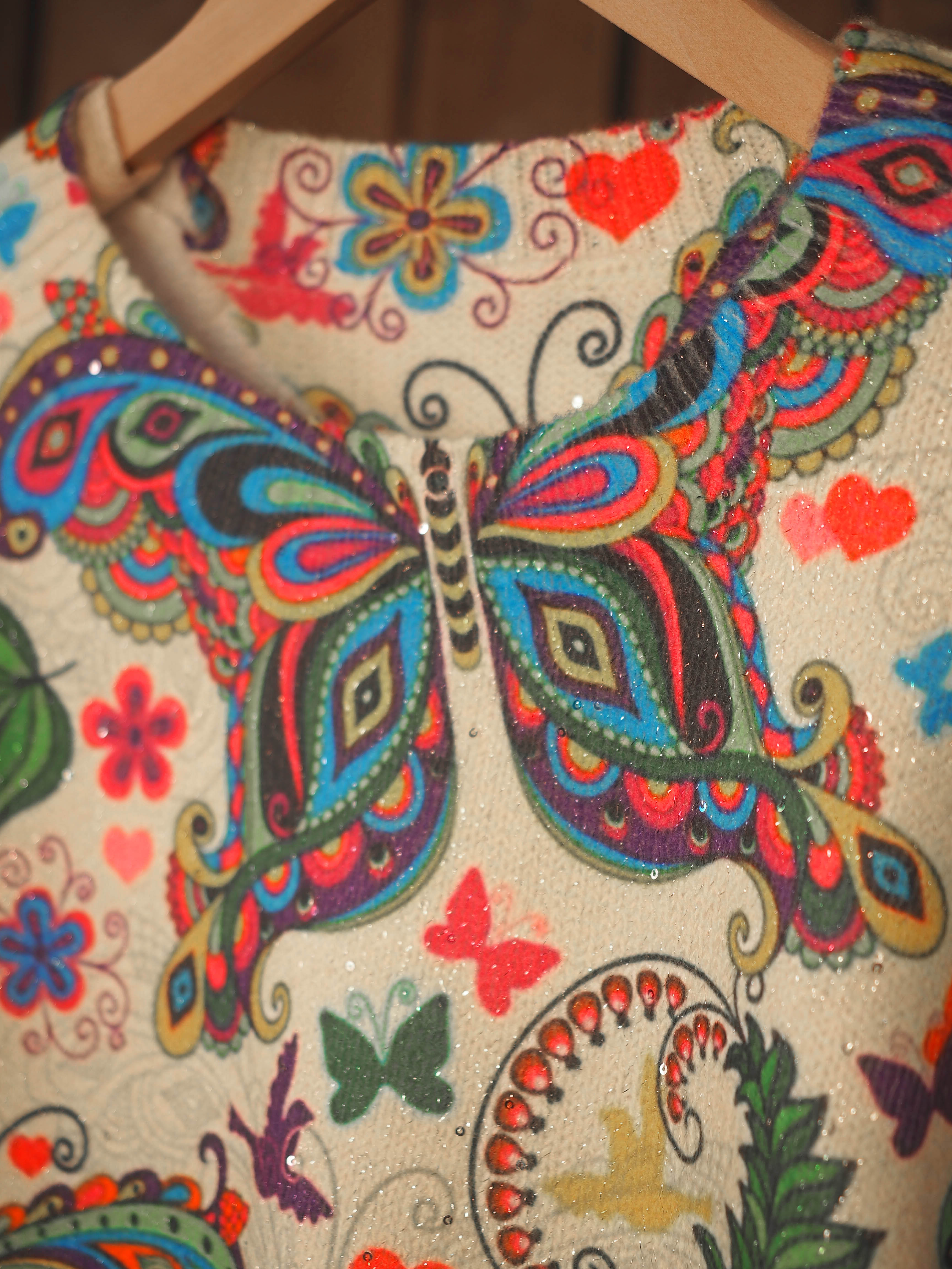 Butterfly Sequins Print Knit Pullover Sweater