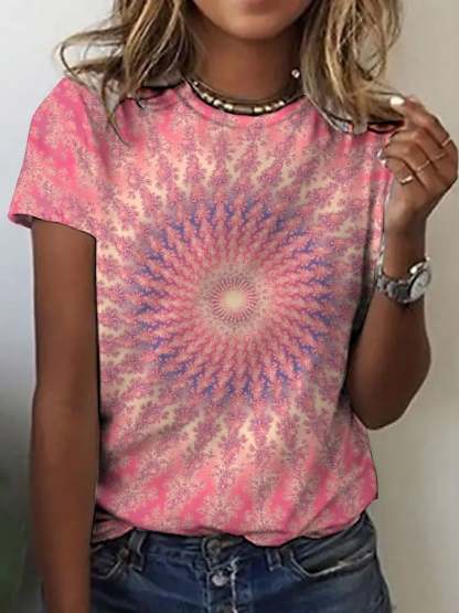 Women's Casual Retro Lotus T-Shirt