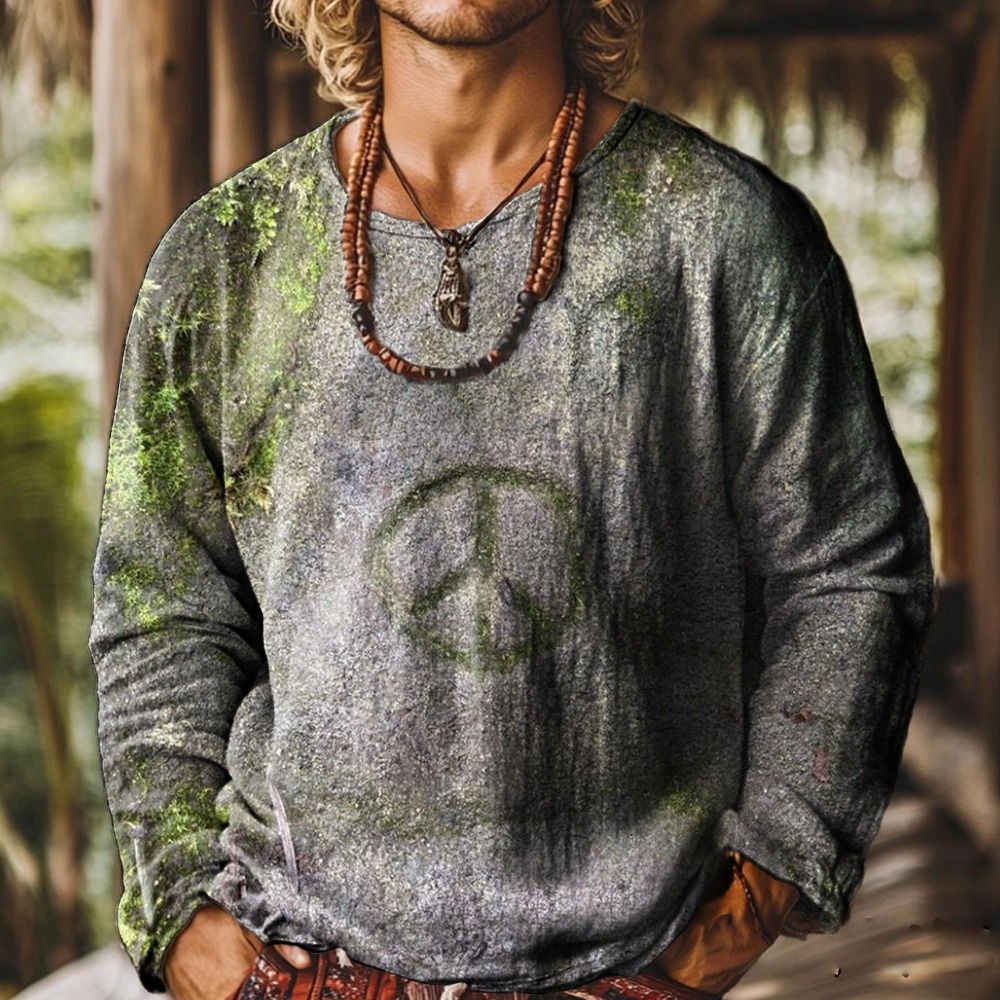 Hippie Art Print Casual 100% Cotton Shirt