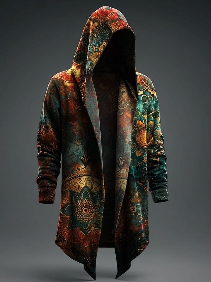 Vintage Abstract Art Prints Casual Hoodie Jacket