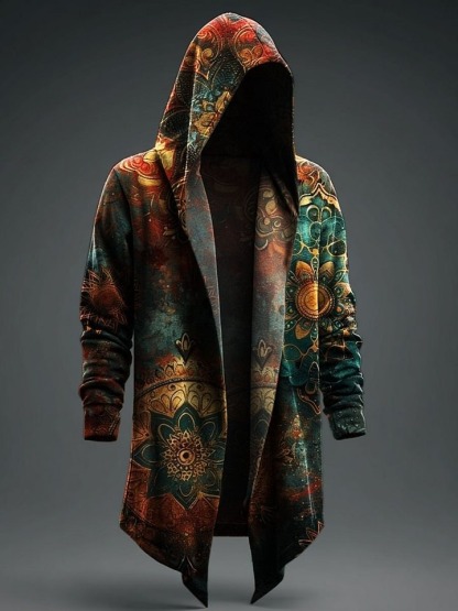 Vintage Abstract Art Prints Casual Hoodie Jacket