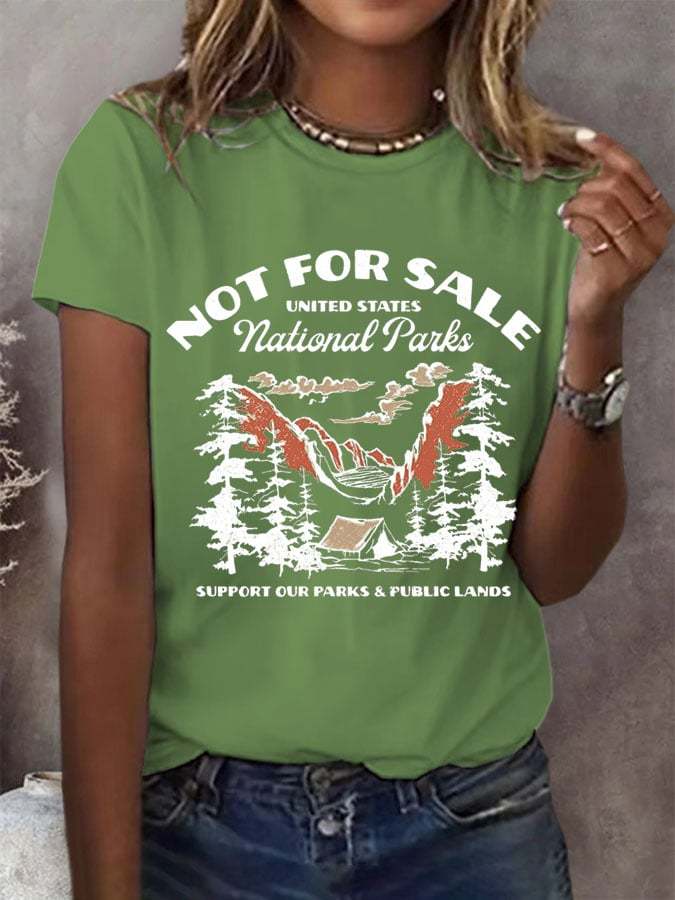 Women's Support National Parks Print Round Neck T-Shirt