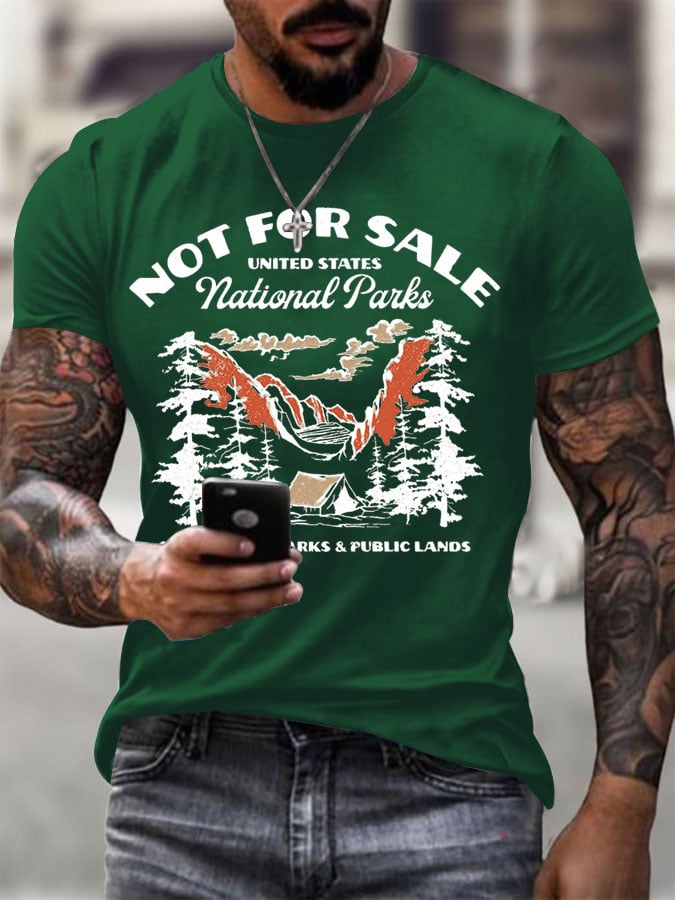 Men's Support National Parks Printed Round Neck T-Shirt