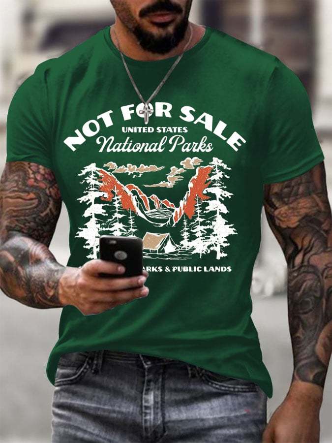 Men's Support National Parks Printed Round Neck T-Shirt