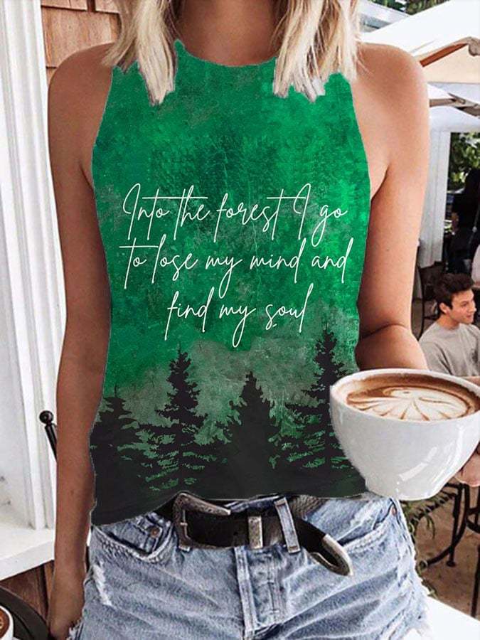 Women's National Park Print Crew Neck Tank Top