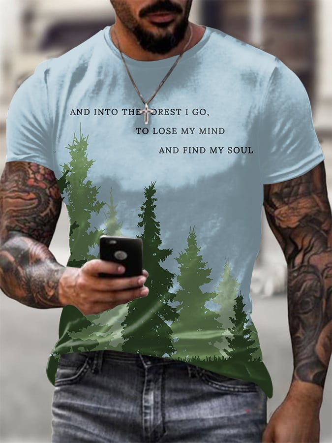 Men's National Park Conservation Printed Casual Crew Neck T-Shirt