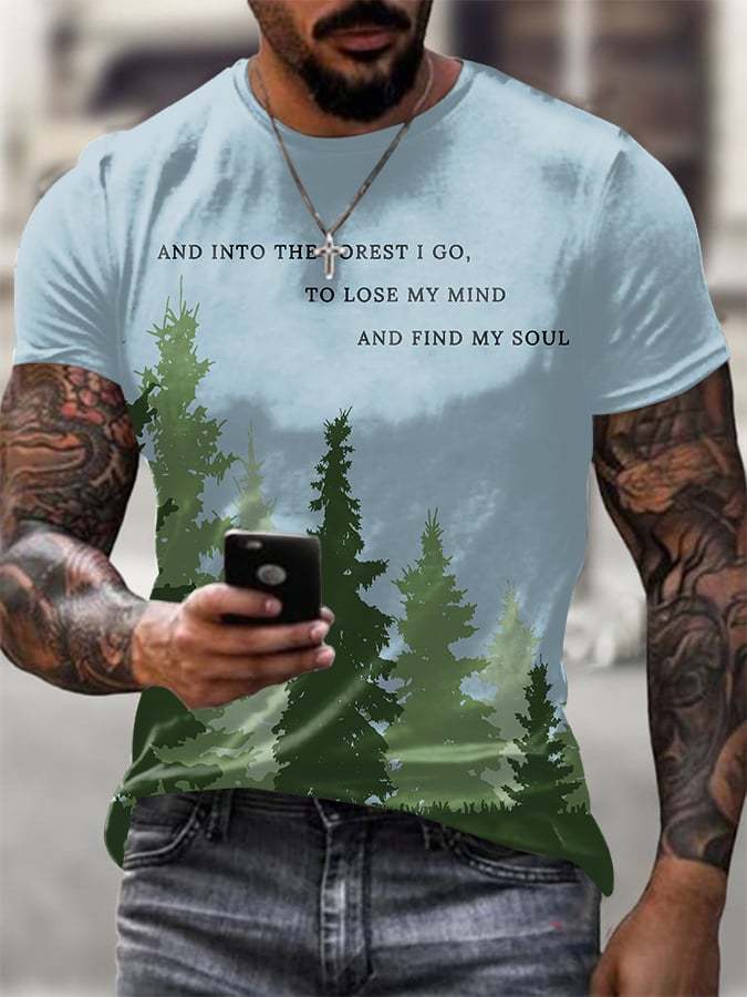 Men's National Park Conservation Printed Casual Crew Neck T-Shirt