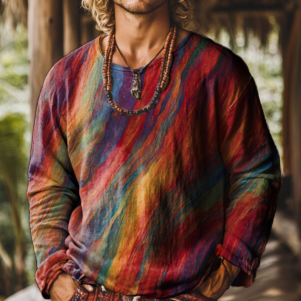 Vintage Paint Tie Dye Art Print Casual 100% Cotton Shirt