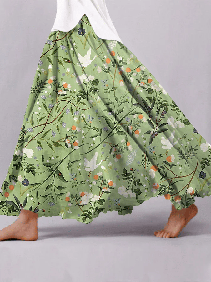 Women's Forest Floral Print Loose Casual Skirt