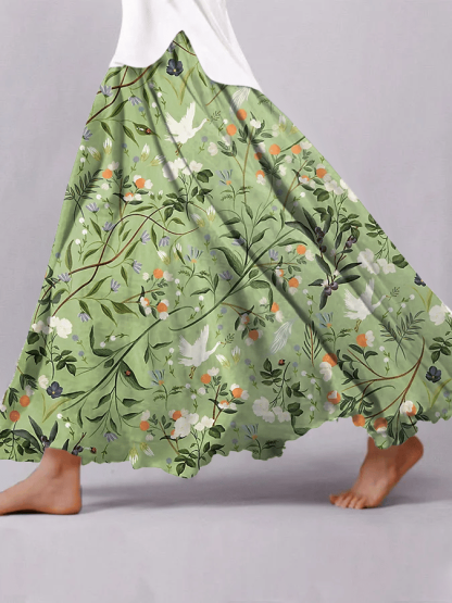 Women's Forest Floral Print Loose Casual Skirt