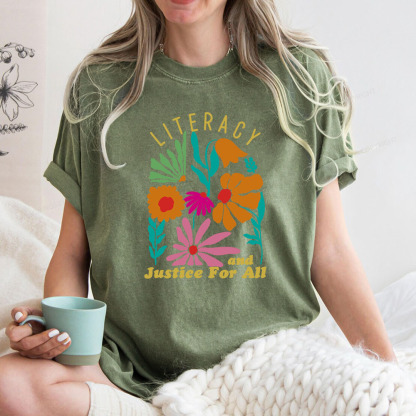 Pagewings Literacy And Justice Unisex Washed T-shirt