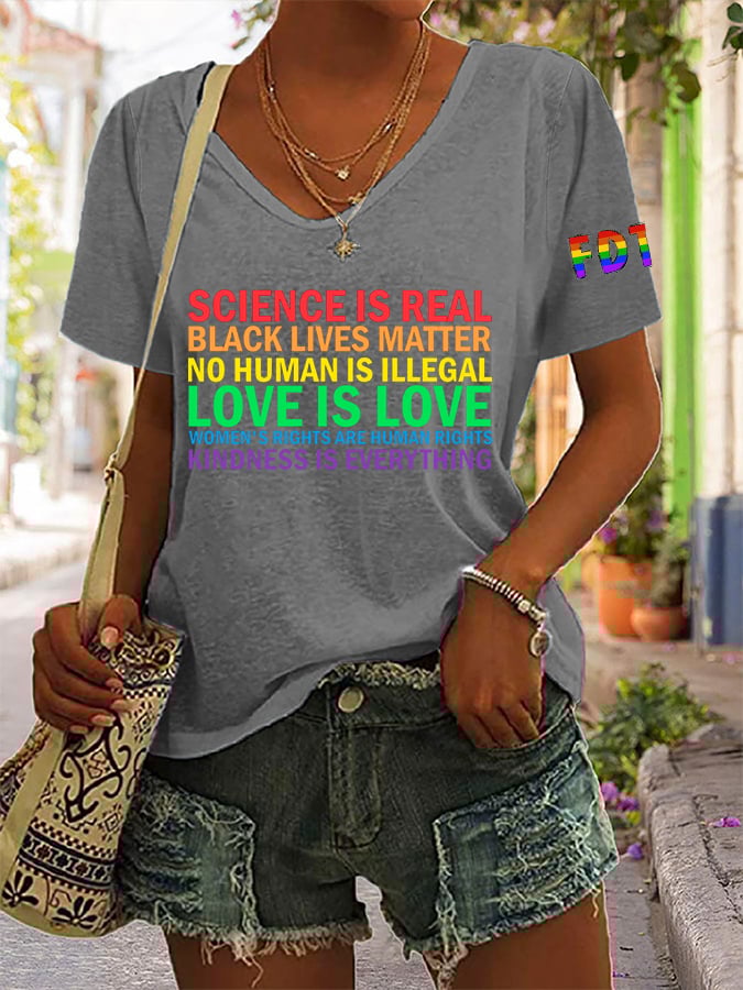 Women's LOVE IS LOVE WOMEN'S RIGHTS ARE HUMAN Print T-Shirt