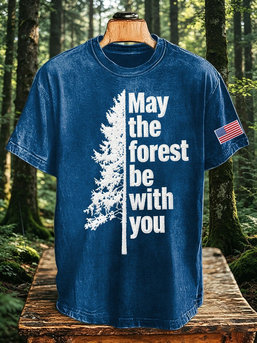 Men's May The Forest Be With You Printed Casual T-Shirt
