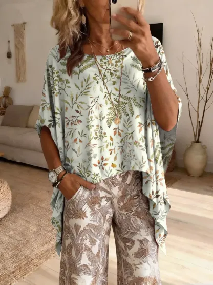 Women's Floral Art Print Casual Top