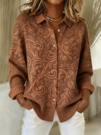 Women's Plaid Print Casual Cotton Buttoned Cardigan Sweater