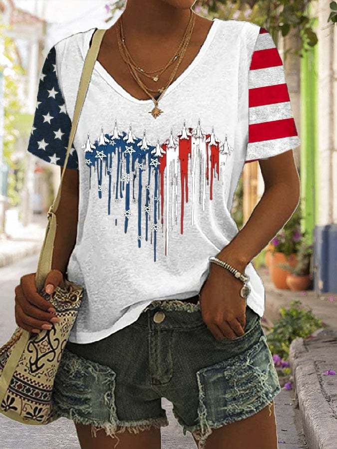 🔥Last Day 49% Off🔥Women's Flag Independence Day Printed Casual T-Shirt