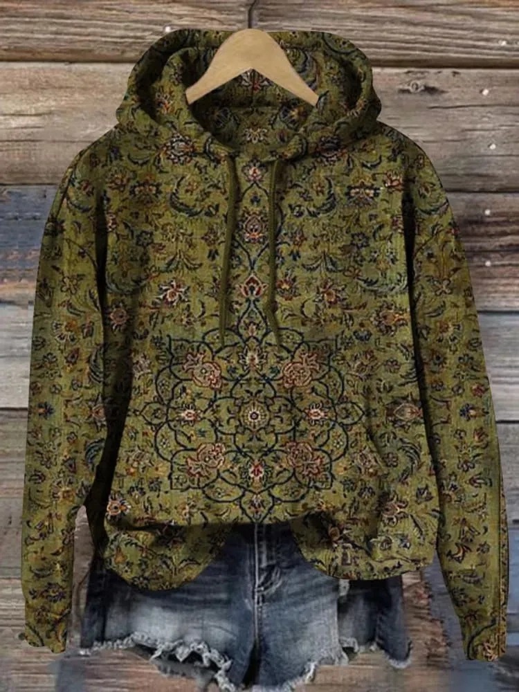 Women's Ethnic Art Pattern Print Casual Hoodie Sweatshirt