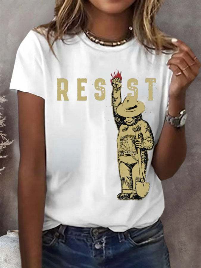 Women's Protect Our National Parks Print Round Neck T-Shirt