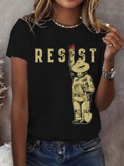 Women's Protect Our National Parks Print Round Neck T-Shirt