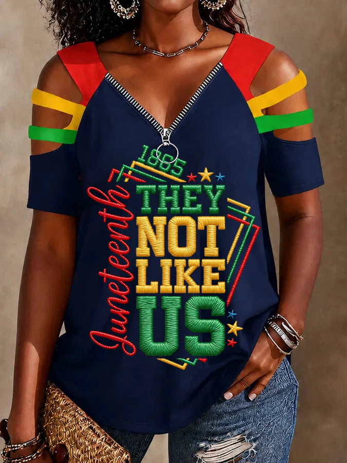 Women's They Not Like Us Print Casual T-shirt