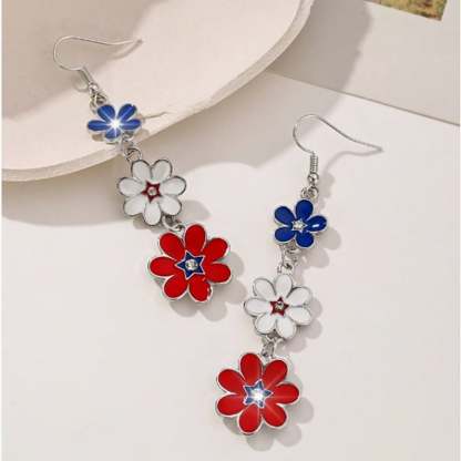 New American Independence Day Multi-Colored Flower Oil Drip Earrings Women's Fashion Creative earrings