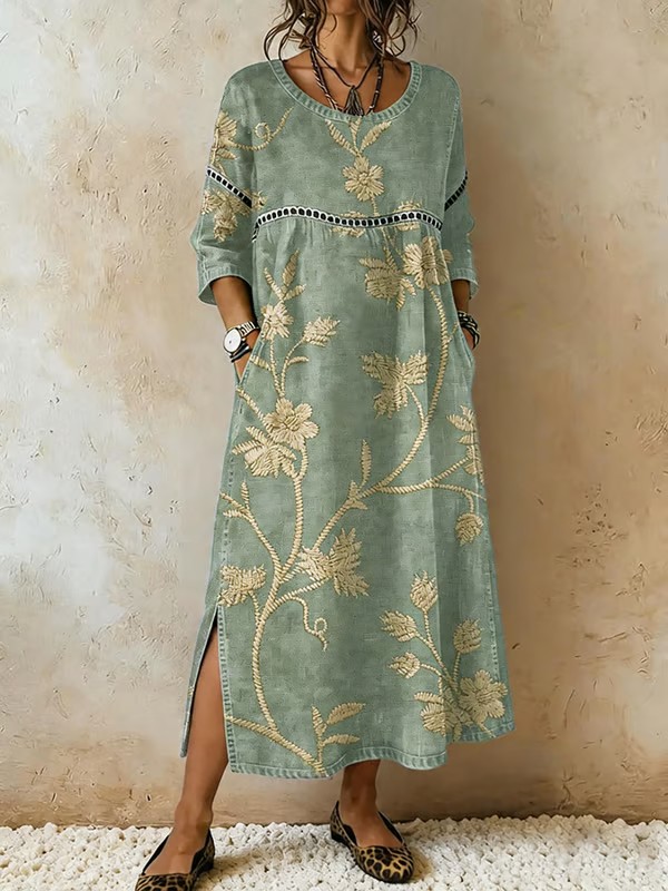 Women'S Casual Color-Block Printed Dress