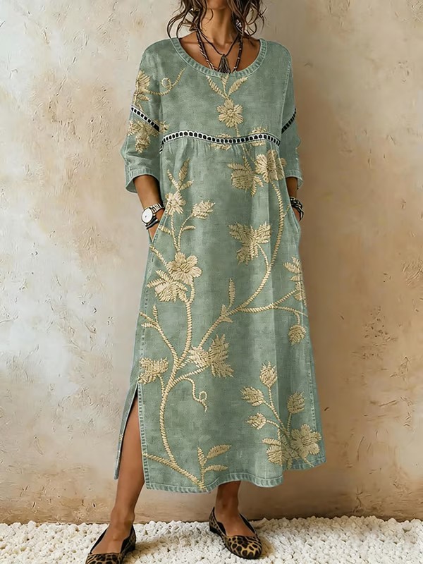 Women'S Casual Color-Block Printed Dress
