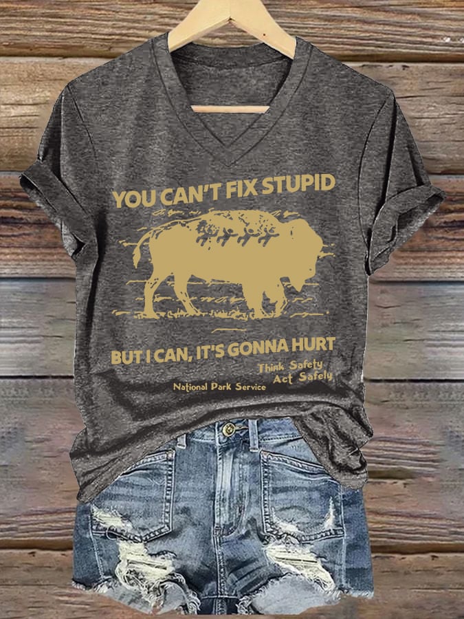 Women's You Can't Fix Stupid But I Can It's Gonna Hurt Printed T-shirt